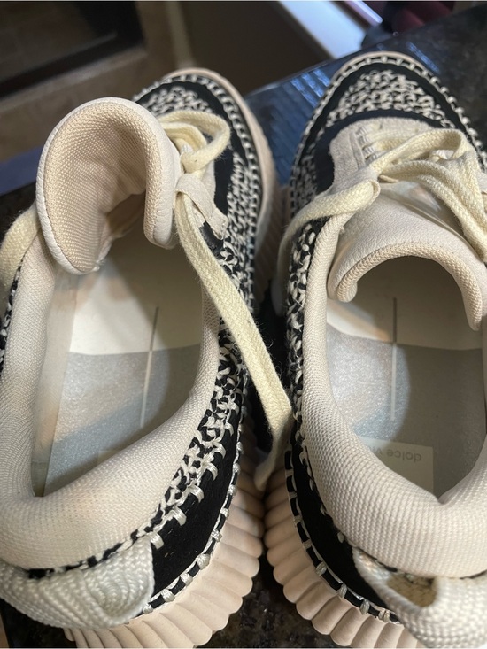 Dolce Vita Black and Cream Woven Platform Sneakers